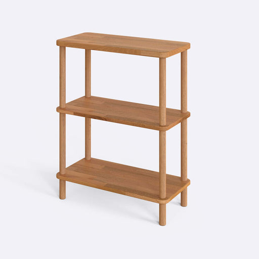 Close-up view of the Soho Short Bookcase's open shelves, showcasing its compact and functional storage space.
