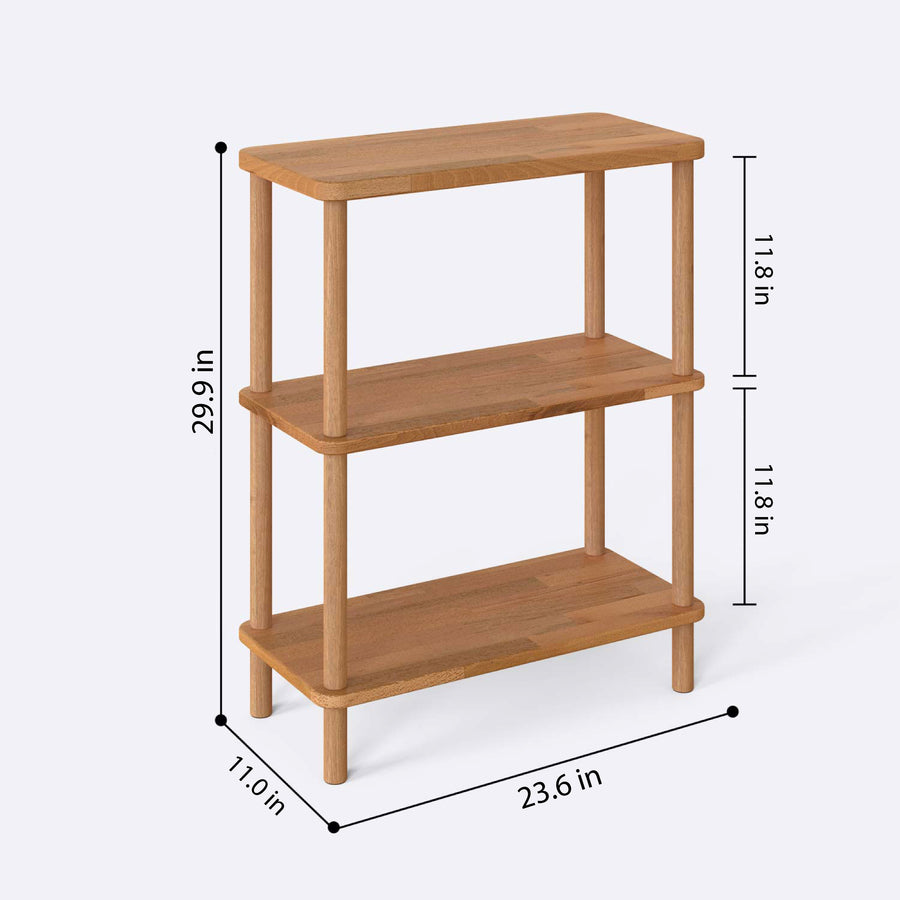  Detailed image of the Soho Short Bookcase's solid beech wood texture and minimalist design elements.