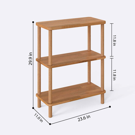 Detailed image of the Soho Short Bookcase's solid beech wood texture and minimalist design elements.