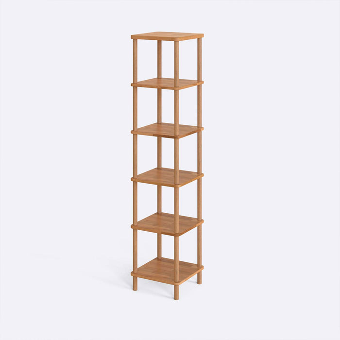 Close-up of the sturdy beech wood shelves on the Soho bookcase, emphasizing the smooth finish and modern craftsmanship.