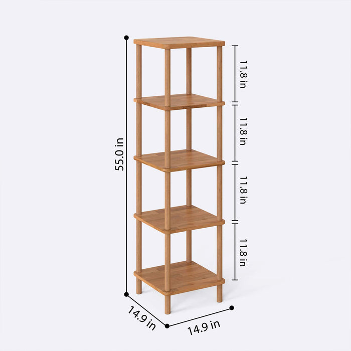 Top-down view of the bookcase, highlighting the precision of the square-shaped edges and polished surface.