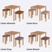 A detailed look at the table’s surface, showing the natural wood grain and fine craftsmanship of this minimalist dining set.