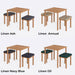 A selection of color finishes for the Soho dining set, including linen almond, linen ecru, linen grey, and more, offering various tones for customization.