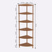 The Webb wooden corner bookcase standing in a living room corner, displaying a mix of books and decorative pieces.
