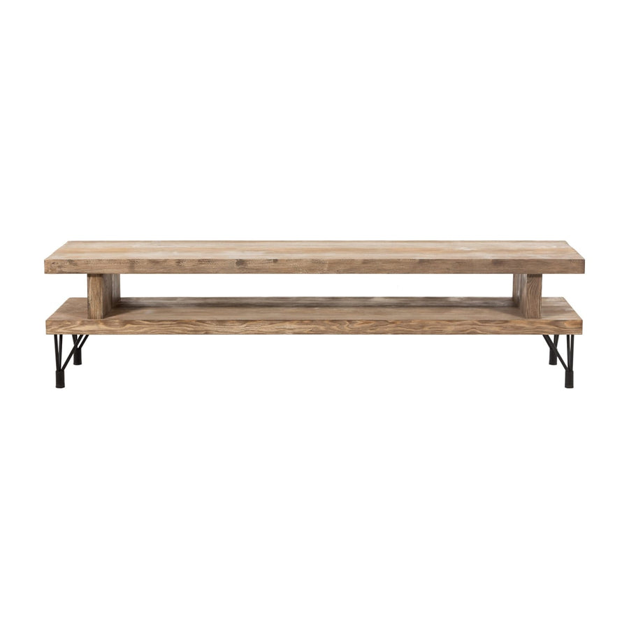 Sartell Pine Wood TV Stand with 2 Shelves Tomruque Wood Studios