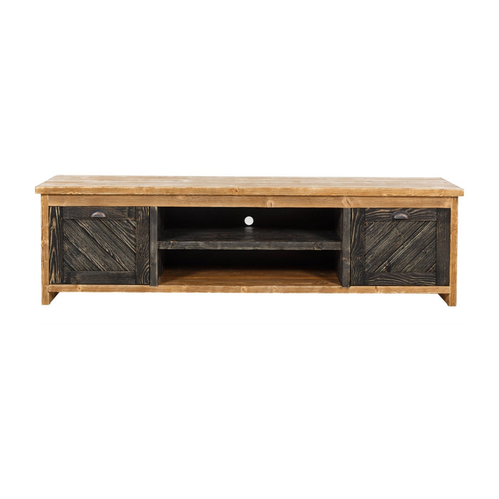 Minneapolis Pine Wood TV Stand with Shelves and Cabinets