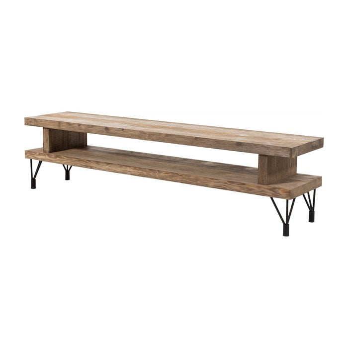 Sartell Pine Wood TV Stand with 2 Shelves Tomruque Wood Studios
