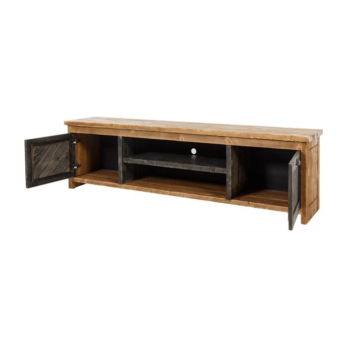 Minneapolis Pine Wood TV Stand with Shelves and Cabinets Tomruque Wood Studios