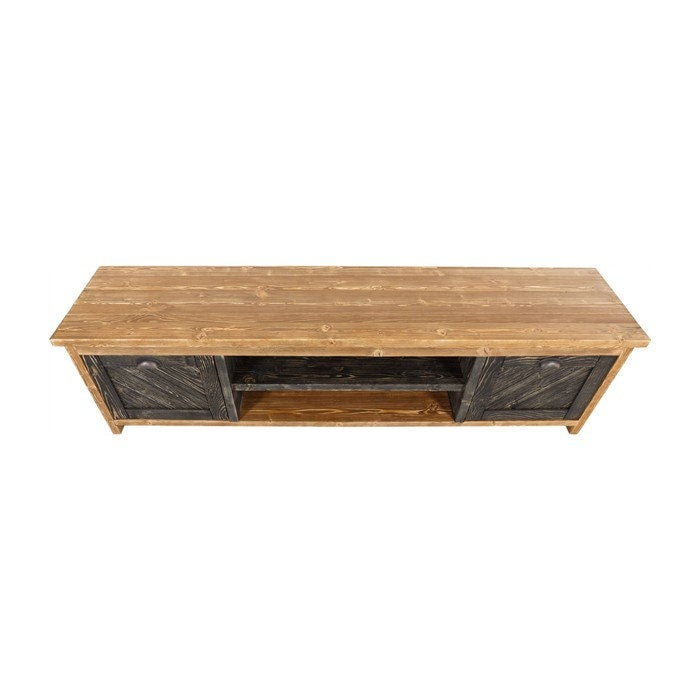 Minneapolis Pine Wood TV Stand with Shelves and Cabinets Tomruque Wood Studios