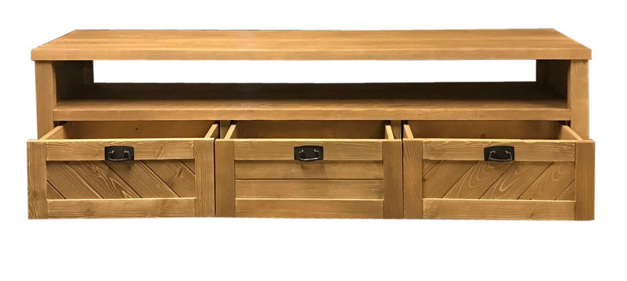 Kinston Solid Pine Wood TV Stand Mozilya