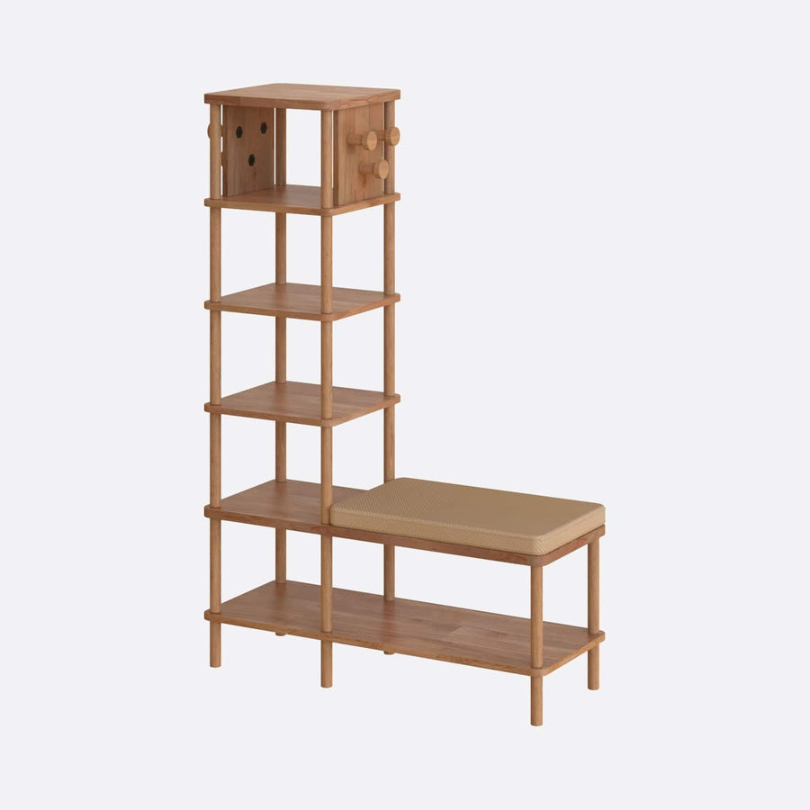 Lincoln Solid Beech Wood Cloakroom | Modern Entryway Bench and Coat Rack Demontha