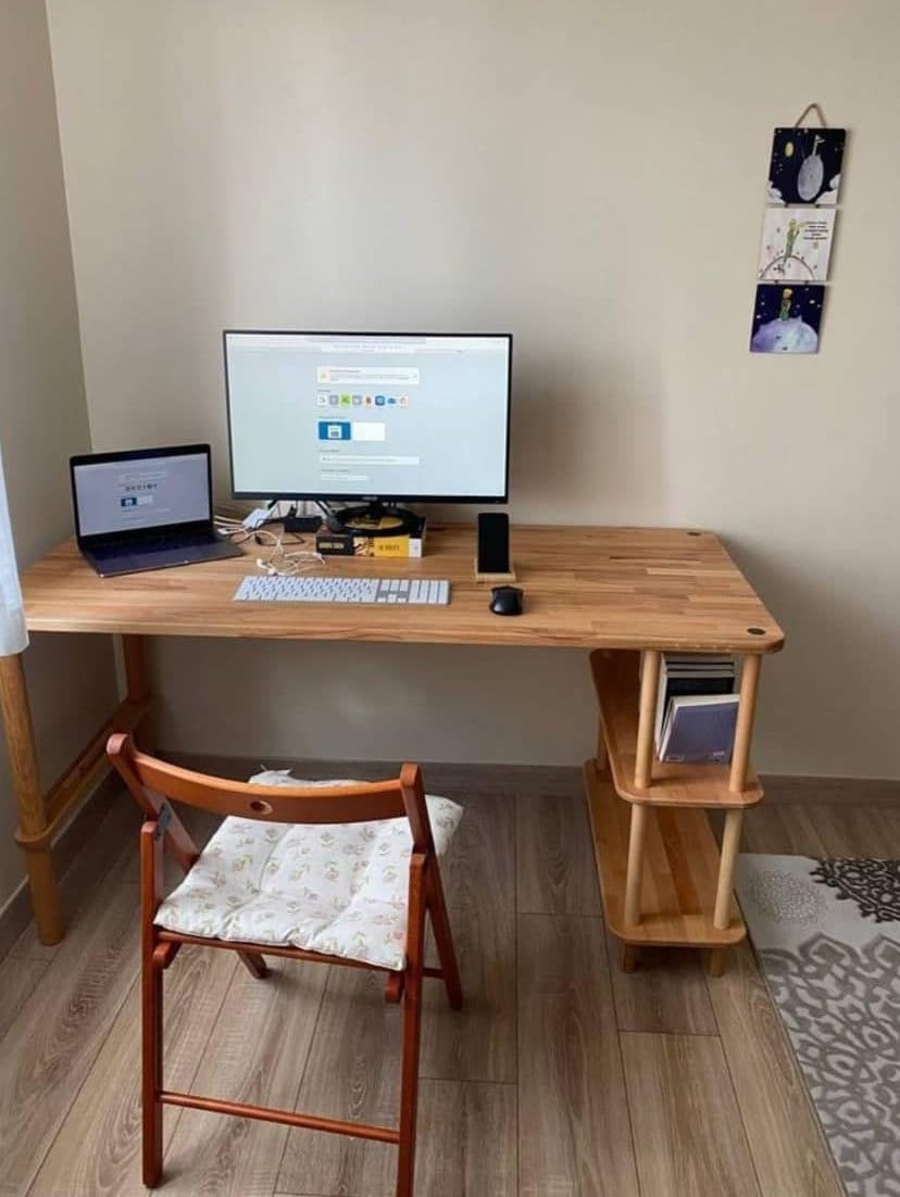 Grant Solid Beech Wood Work Desk – Modern Home Office Writing Desk Demontha