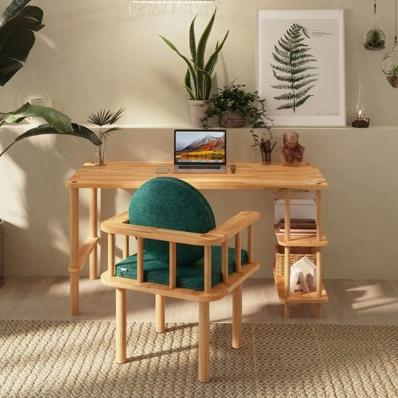 Grant Solid Beech Wood Work Desk – Modern Home Office Writing Desk Demontha