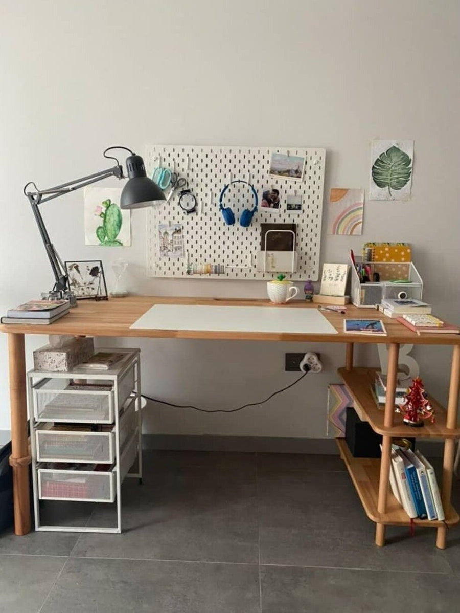 Grant Solid Beech Wood Work Desk – Modern Home Office Writing Desk Demontha