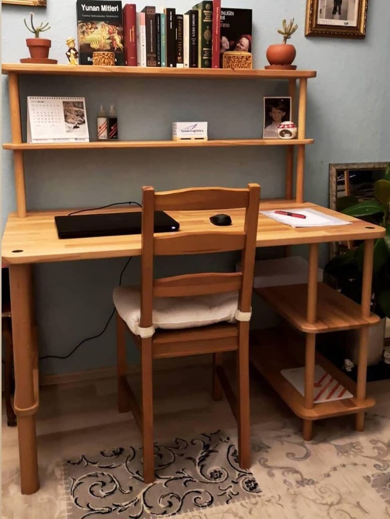 Jasper Beech Solid Wood Minimalist Study Desk Demontha