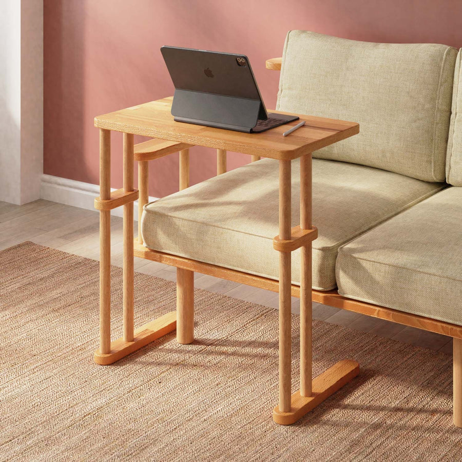 Brooklyn Solid Beech Wood C Table | Modern Space-Saving Desk Demontha