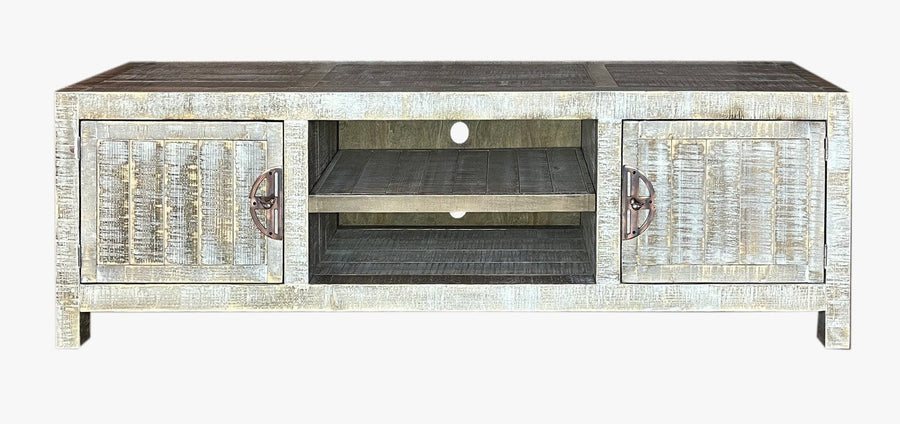 Burlington Pine Wood TV Stand with Cabinets Tomruque Wood Studios