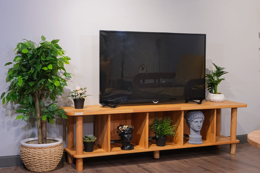 Potter Solid Beech Wood TV Stand | Modern Low Profile Media Console Demontha