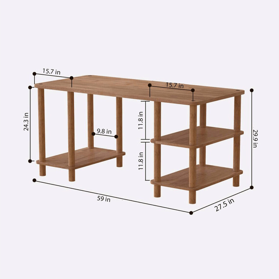 Porter Solid Beech Wood Computer Desk | Modern Gaming Desk Demontha