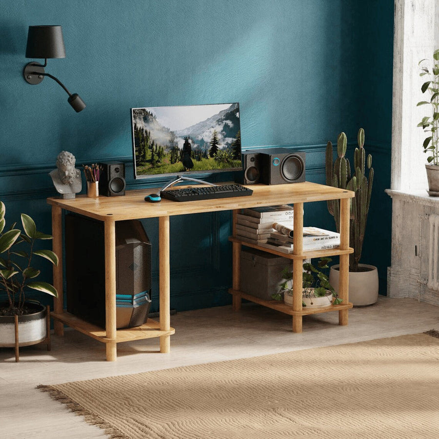 Porter Solid Beech Wood Computer Desk | Modern Gaming Desk Demontha