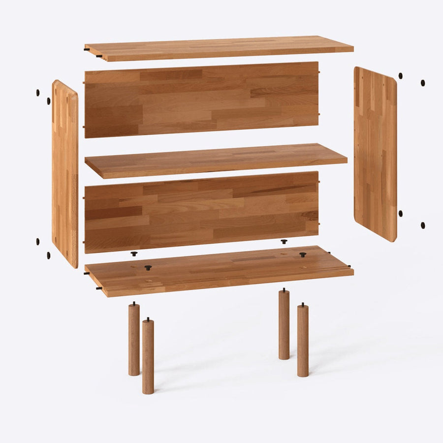 Compton Solid Beech Wood High Buffet | Modern Storage Sideboard Demontha