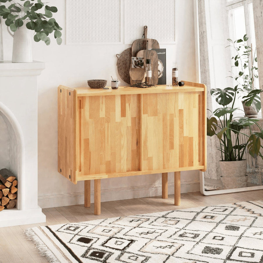 Compton Solid Beech Wood High Buffet | Modern Storage Sideboard Demontha