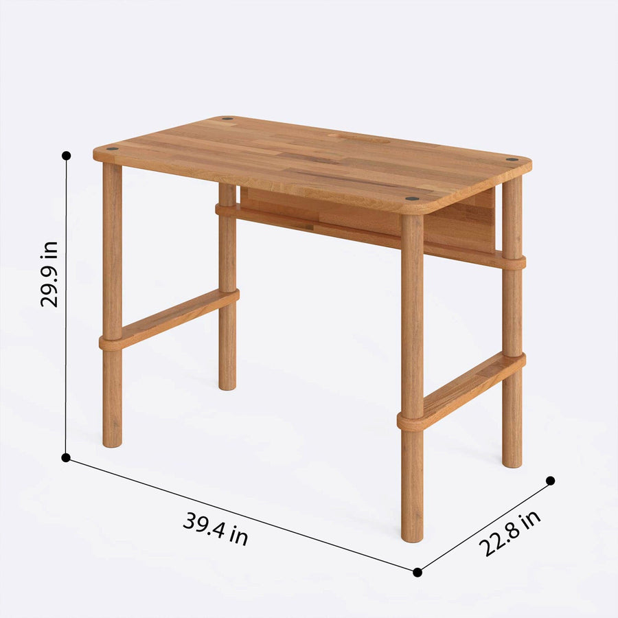 Clark Solid Beech Wood Desk | Minimalist Modern Study Desk Demontha