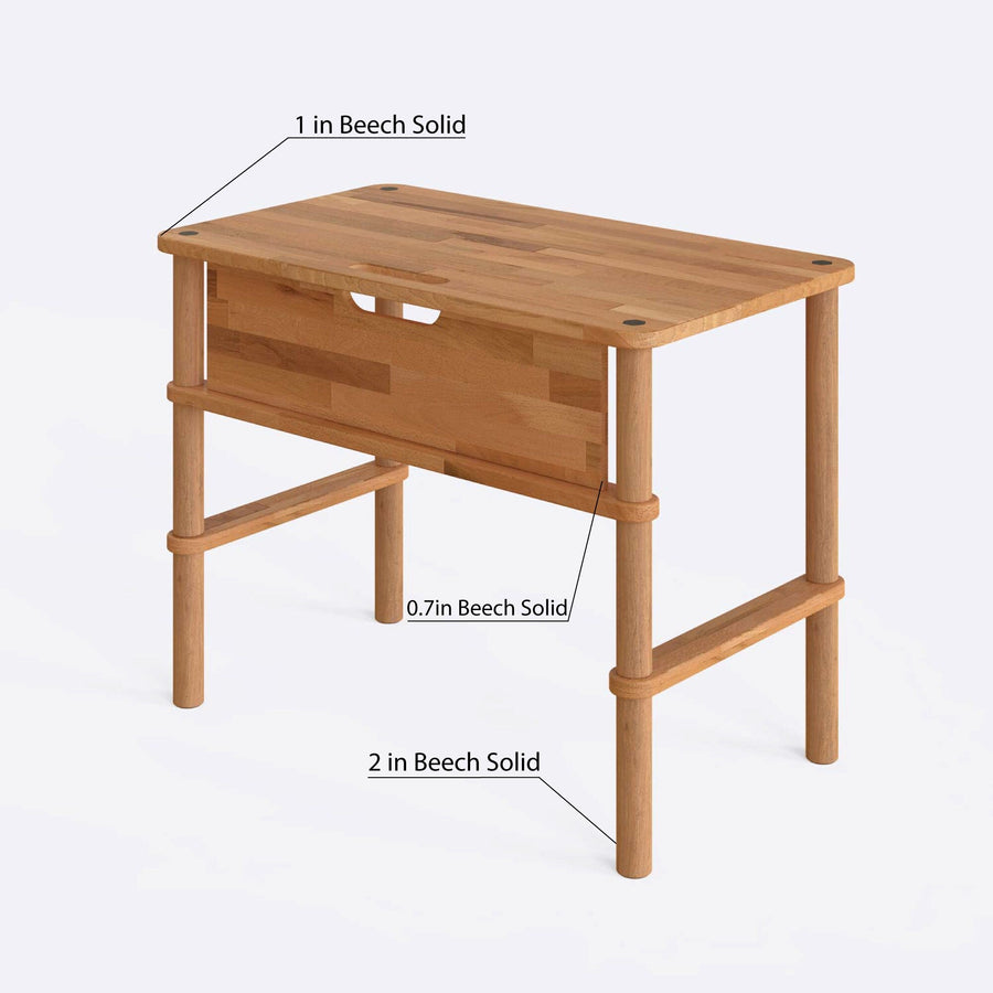 Clark Solid Beech Wood Desk | Minimalist Modern Study Desk Demontha