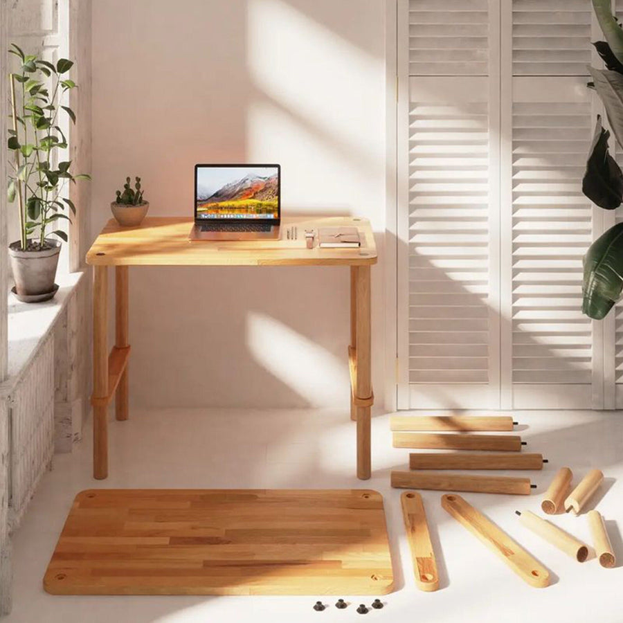 Pasific Solid Beech Wood Study Desk | Minimalist Modern Work Table Demontha
