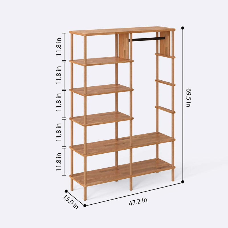 Soho Solid Wood Clothes Rack with Shelves