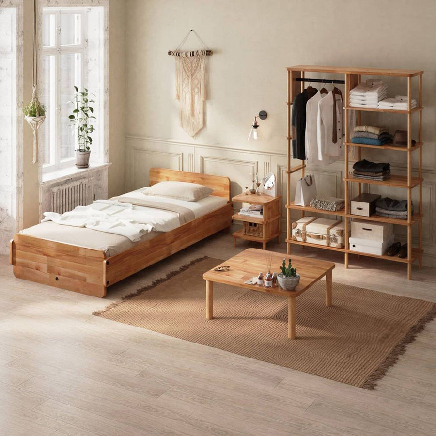 Soho Solid Wood Clothes Rack with Shelves Demontha