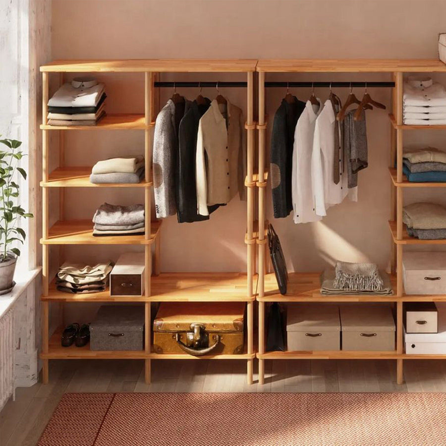 Soho Solid Wood Clothes Rack with Shelves Demontha