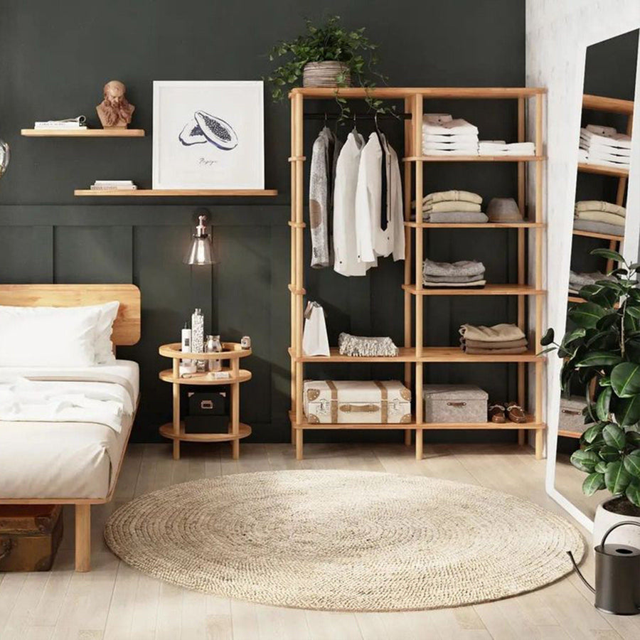 Soho Solid Wood Clothes Rack with Shelves Demontha
