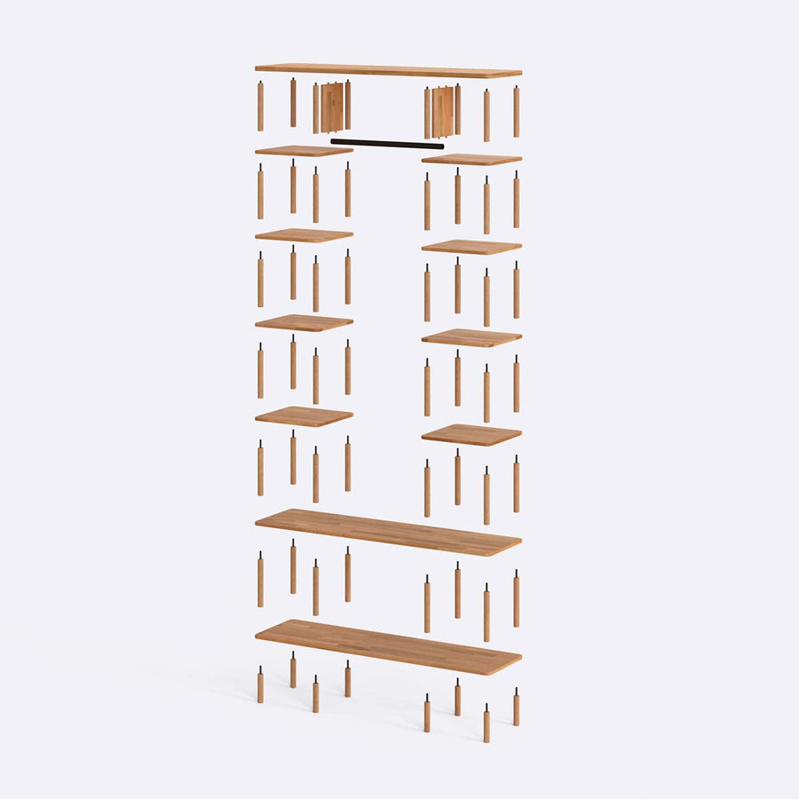 Jasper Solid Beech Wood Clothing Rack with Shelves | Minimalist Storage Demontha
