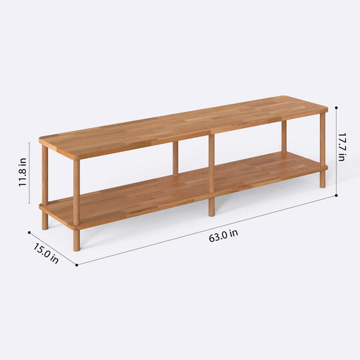 Queens Solid Beech Wood TV Unit | Modern Low Profile Media Console Demontha
