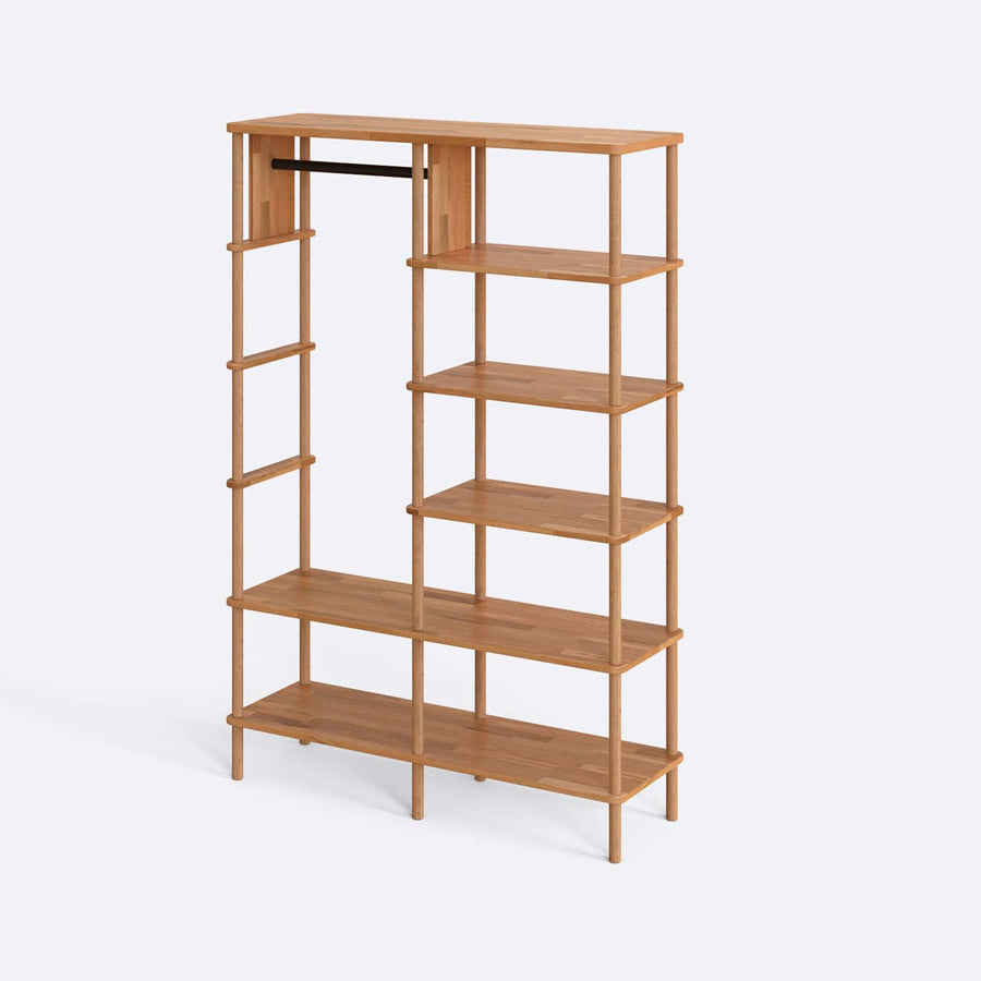 Soho Solid Wood Clothes Rack with Shelves Demontha