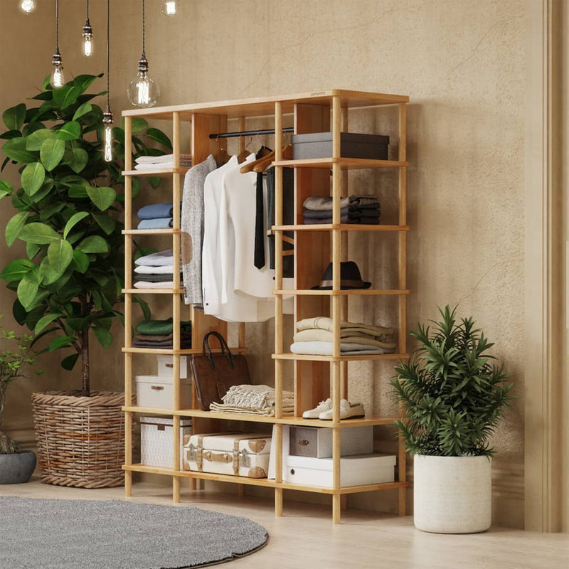 Jasper Wooden Clothing Rack with Shelves