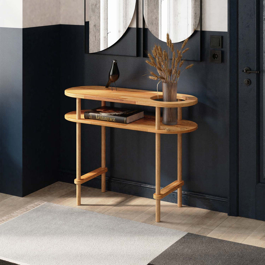 Malibu Solid Beech Wood Console Table | Modern Minimalist Console Demontha