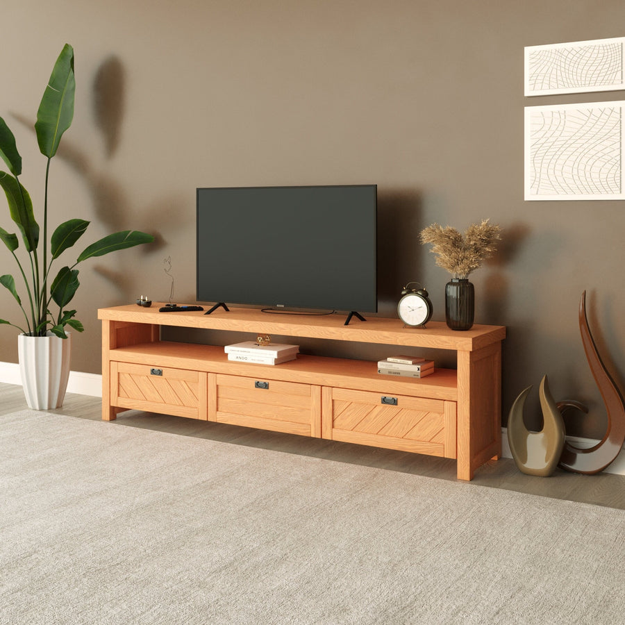 Kinston Solid Pine Wood TV Stand Mozilya