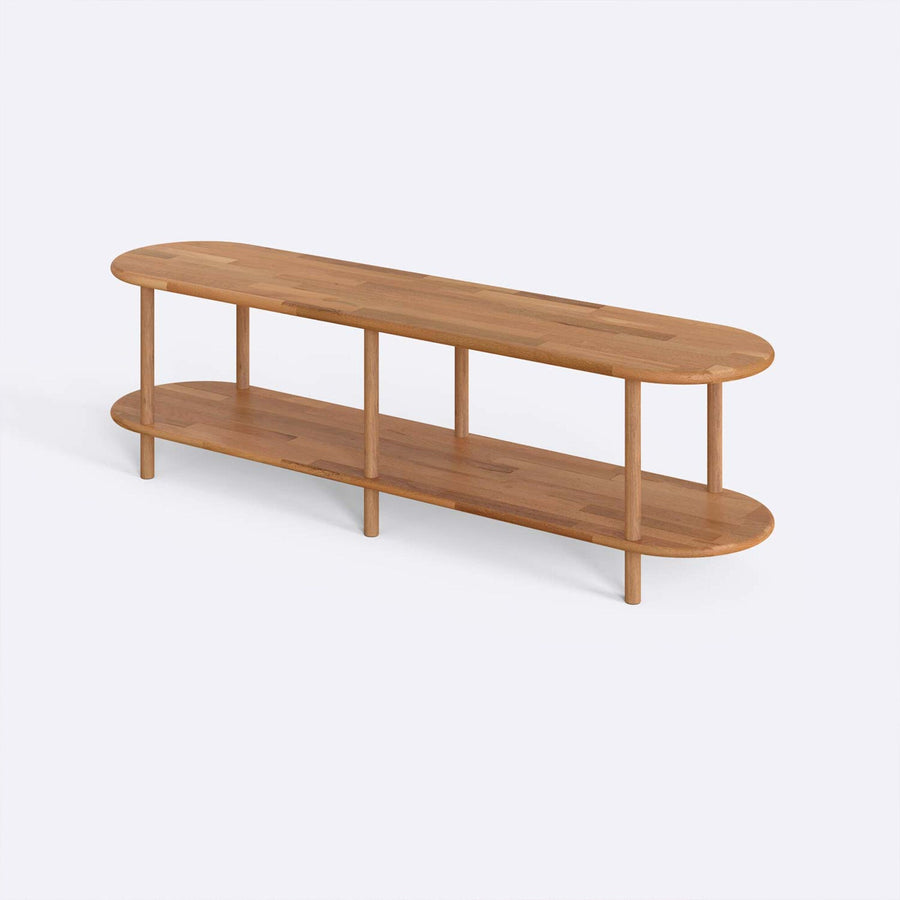 Malibu Solid Beech Wood TV Unit | Modern Low Profile Media Console Demontha