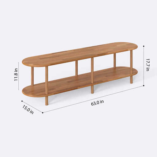 Malibu Solid Beech Wood TV Unit | Modern Low Profile Media Console Demontha