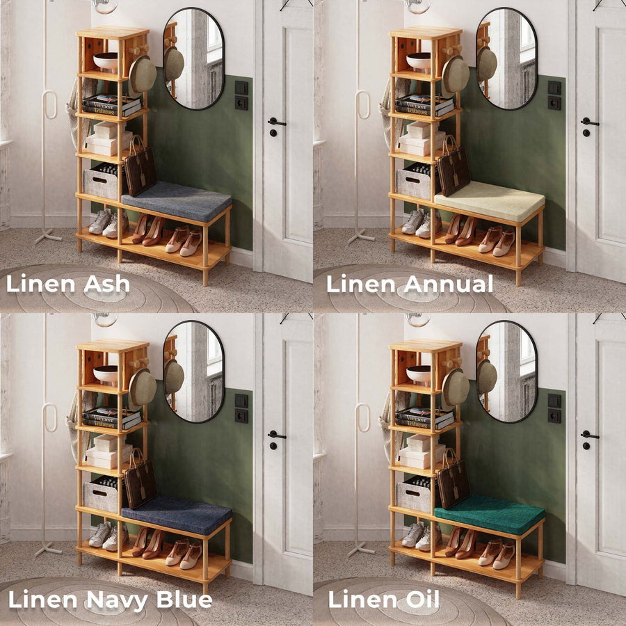 Lincoln Solid Beech Wood Cloakroom | Modern Entryway Bench and Coat Rack Demontha