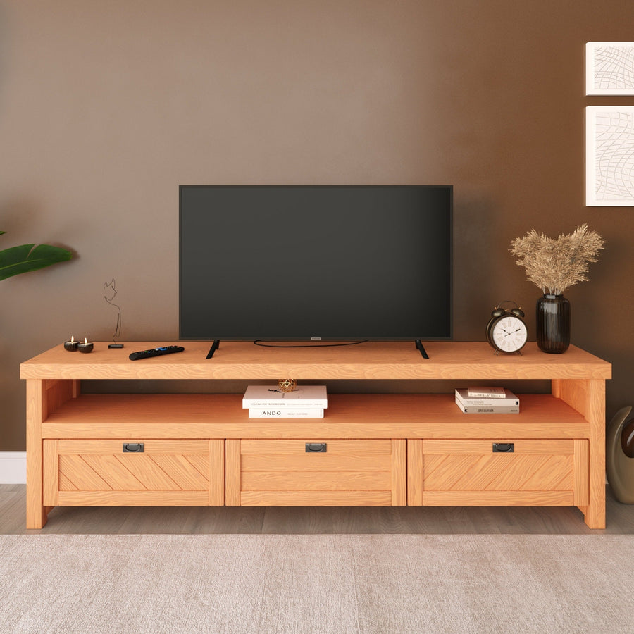 Kinston Solid Pine Wood TV Stand Mozilya
