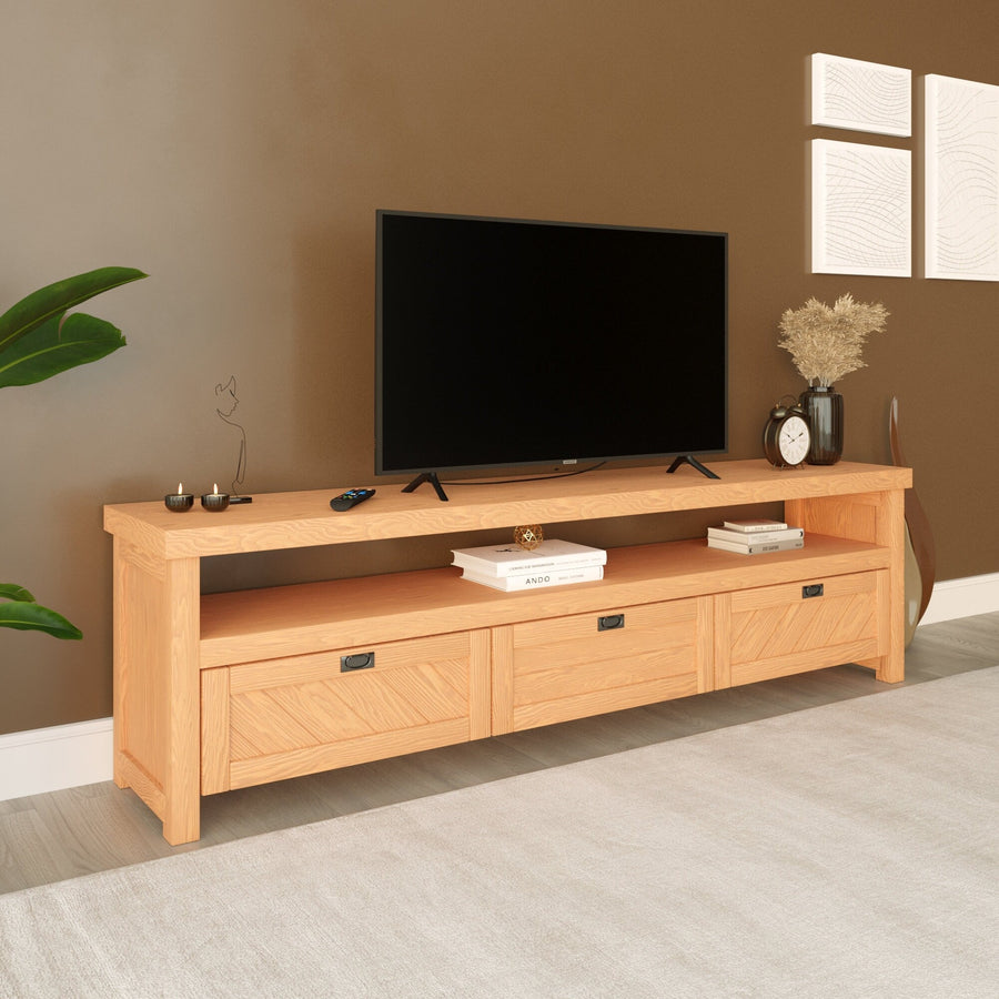 Kinston Solid Pine Wood TV Stand Mozilya