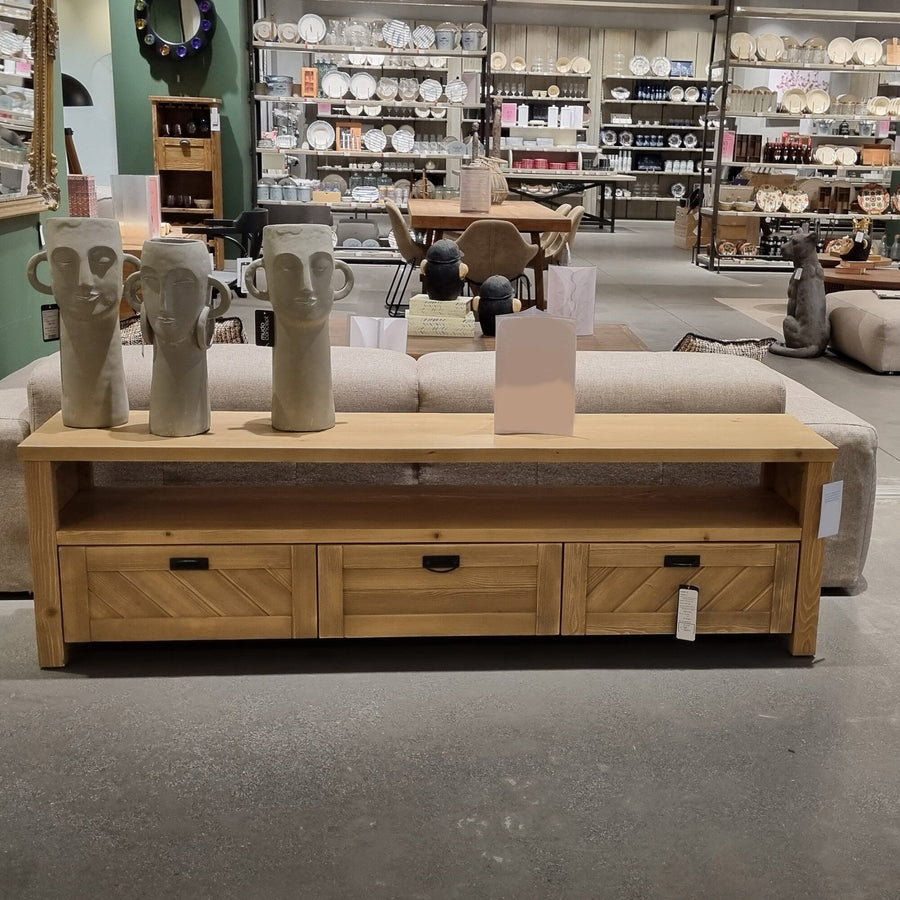 Kinston Solid Pine Wood TV Stand Mozilya