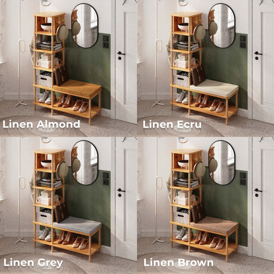 Lincoln Solid Beech Wood Cloakroom | Modern Entryway Bench and Coat Rack Demontha