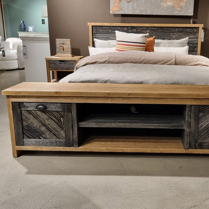 Minneapolis Pine Wood TV Stand with Shelves and Cabinets