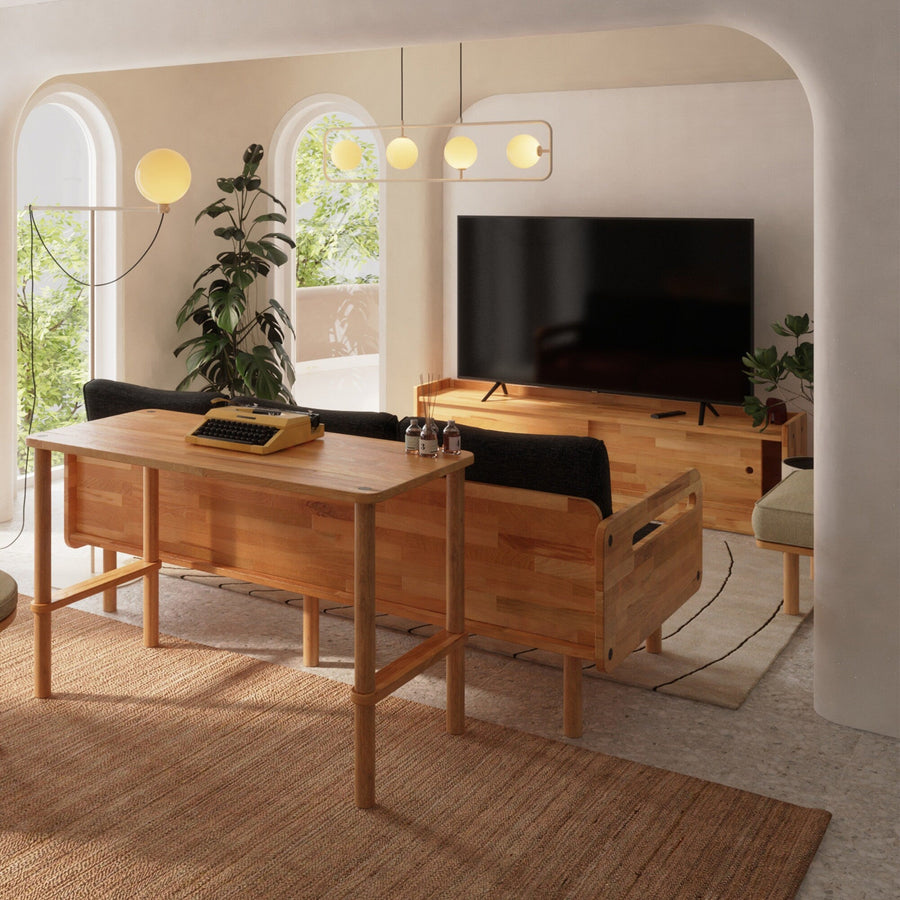 Clark Solid Beech Wood TV Unit Cabinet | Modern Media Console Demontha