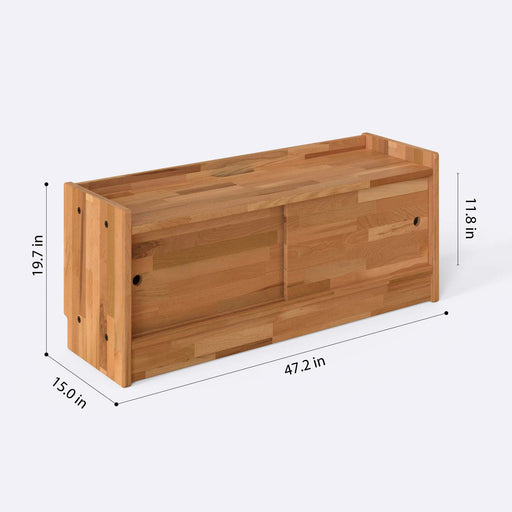 Clark Solid Beech Wood TV Unit Cabinet | Modern Media Console Demontha