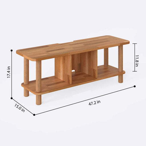 Potter Solid Beech Wood TV Stand | Modern Low Profile Media Console Demontha